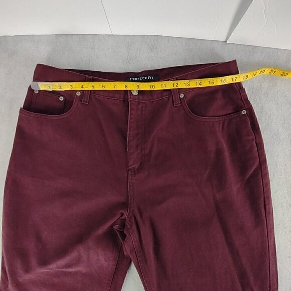 Bill Blass Women's Perfect Fit 100% Cotton Five Pocket Burgundy Jeans Size 16 - Picture 5 of 11